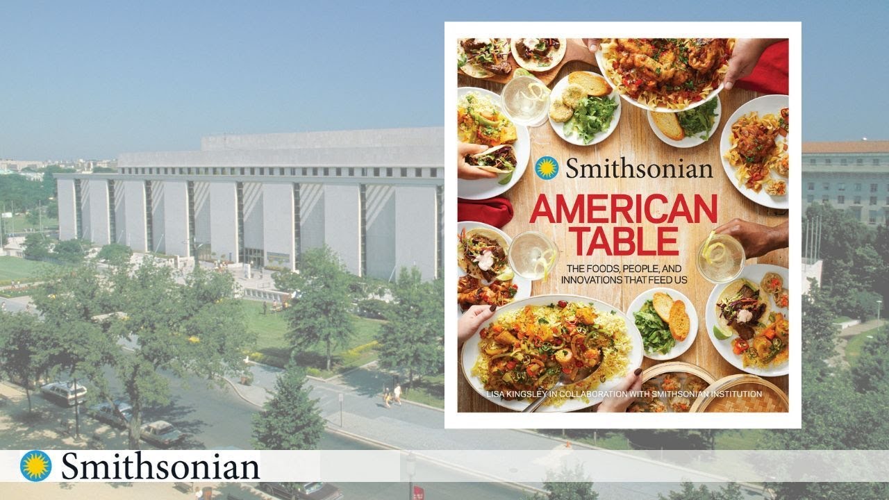American Table cookbook image over photograph of a Smithsonian museum