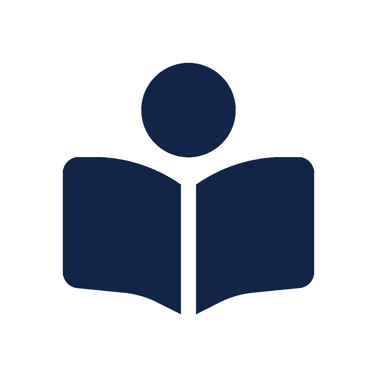Library icon depicting a person reading a book