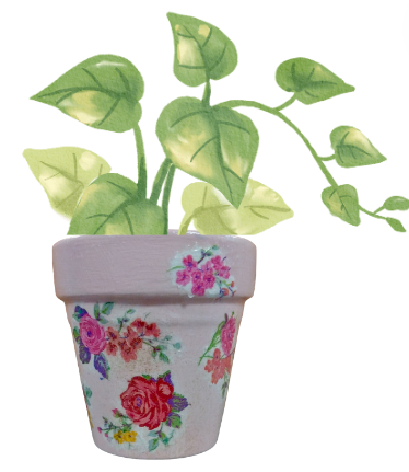 Green plant graphic in a crafted pot