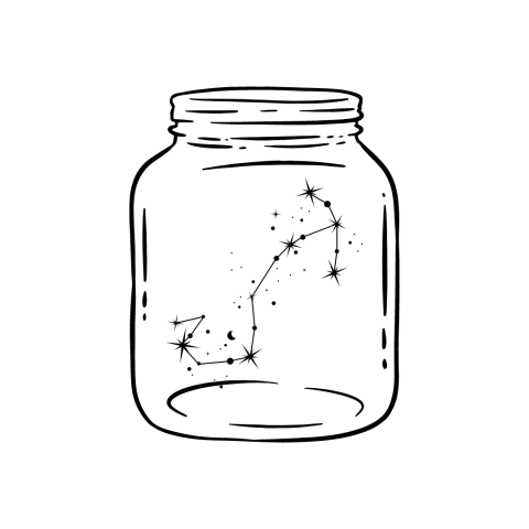 Jar graphic with constellation inside