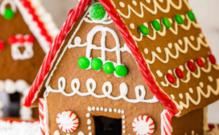 decorated gingerbread house